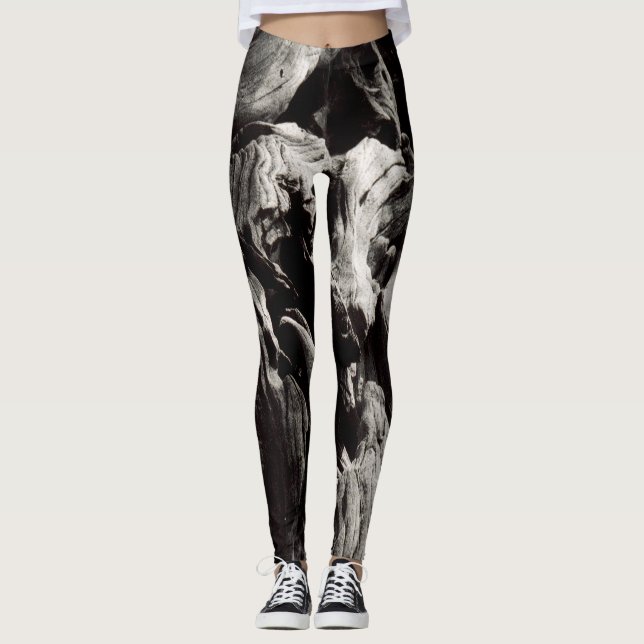 Black and White Tree Bark Leggings (Front)