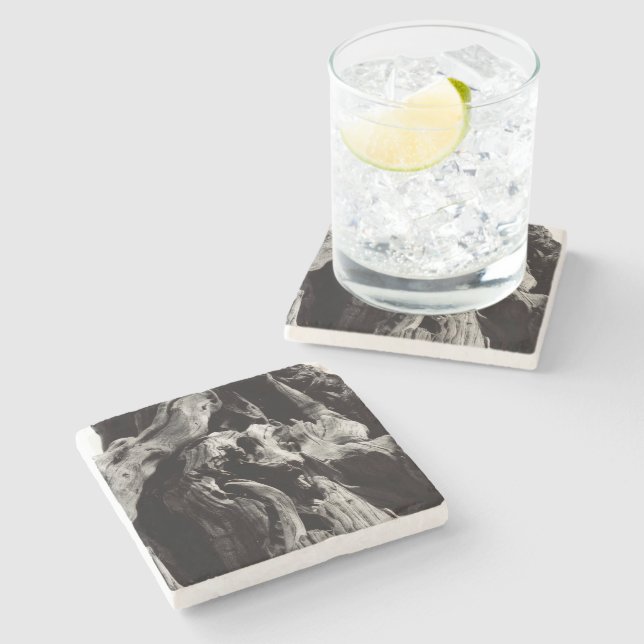 Black and White Tree Bark Stone Coaster (Side)