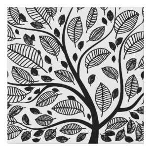 Black and White tree design Faux Canvas Print