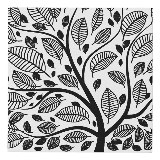 Black and White tree design Faux Canvas Print (Front)