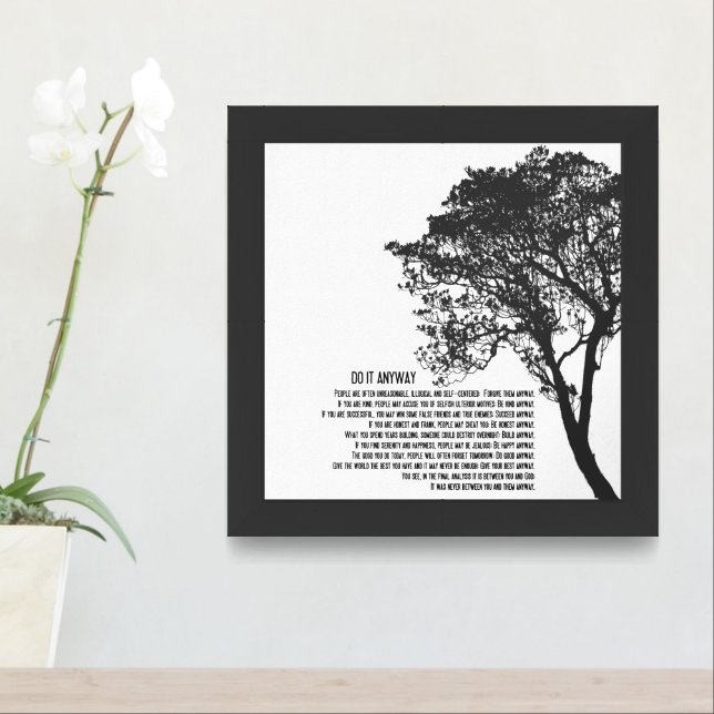 Black and White Tree Do It Anyway Framed Art (Entryway)