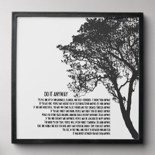 Black and White Tree Do It Anyway Wall Art Print Peel And Stick Photo Tile