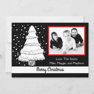 Black and White Tree Holiday Photo Greeting Card