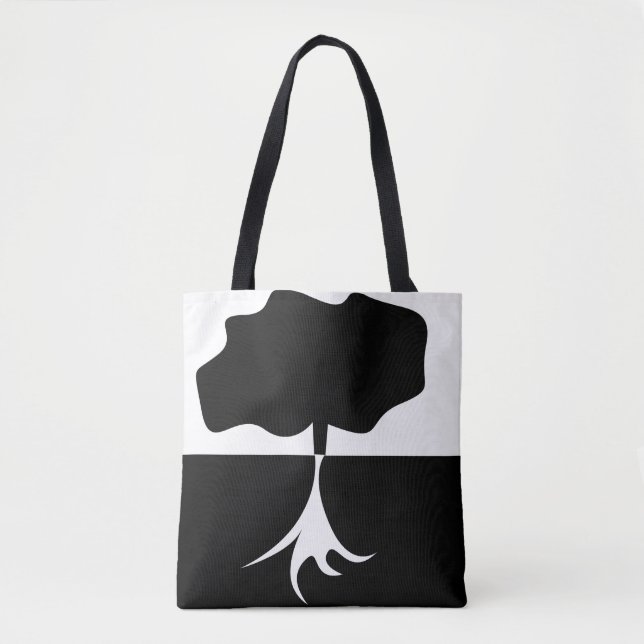 Black and White Tree Modern Tote Bag (Front)