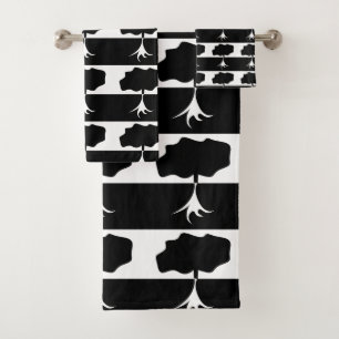 Black and White Tree Nature Pattern Bath Towel Set