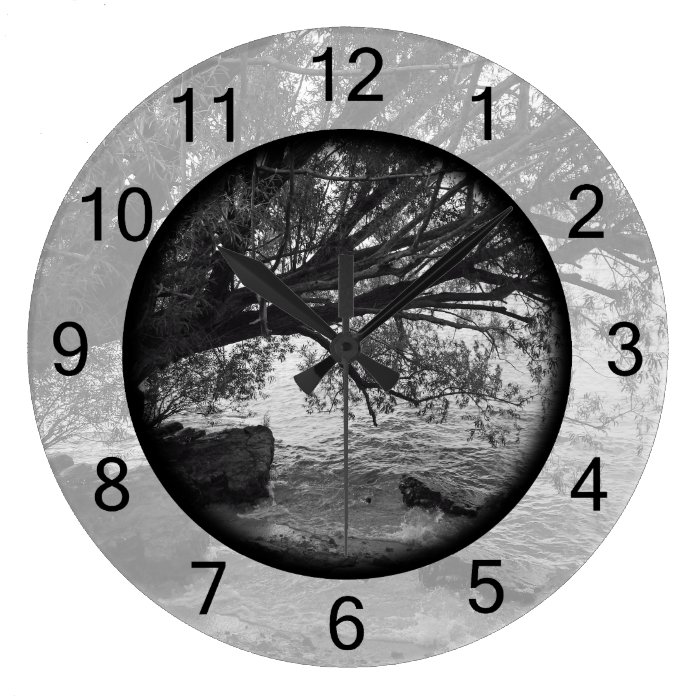 Black and White Tree Silhouette Wall Clock