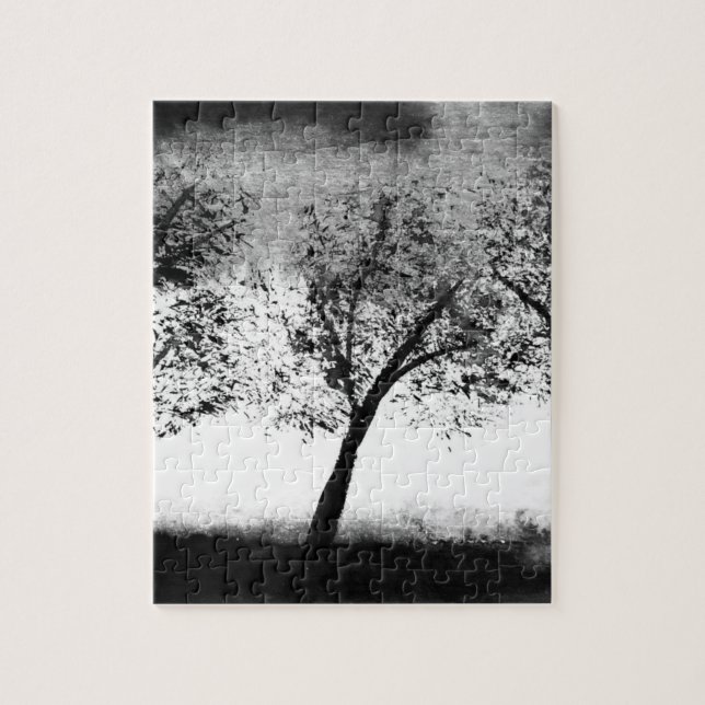 Black and white Trees Elegant minimalistic Jigsaw  Puzzle (Vertical)