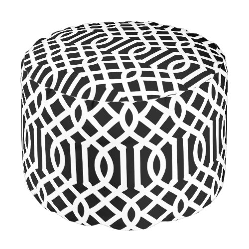 Black and White Trellis  Editable Colors Pouf