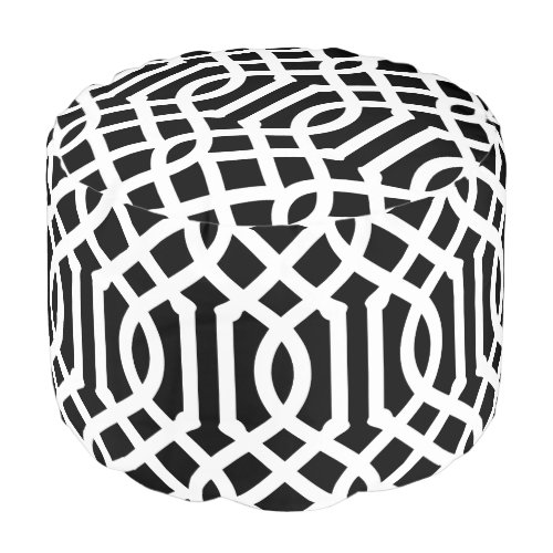 Black and White Trellis  Editable Colors Pouf