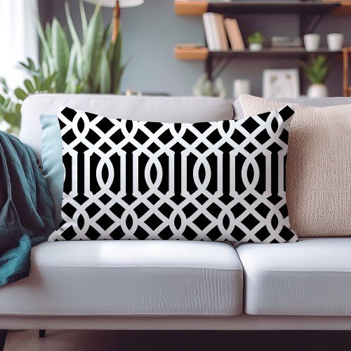 Black and White Trellis Pattern Lumbar Pillow