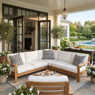 Black and White Trellis Pattern Outdoor Pillow