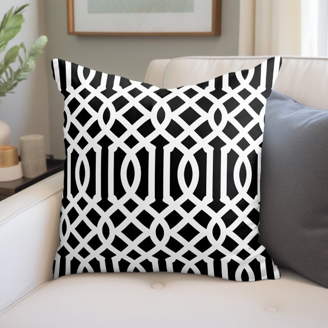 Black and White Trellis Pattern Throw Pillow (Creator Uploaded)