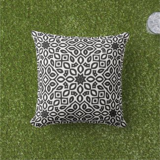 Black And White Trendy Mosaic Geometric Pattern  Outdoor Pillow