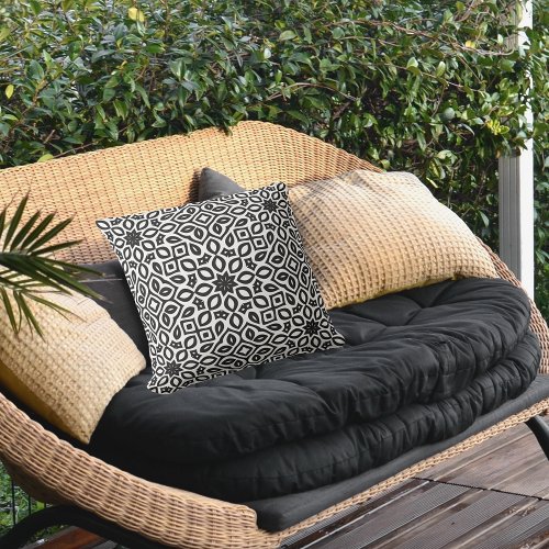 Black And White Trendy Mosaic Geometric Pattern  Outdoor Pillow