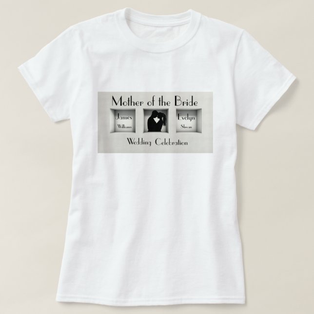 Black and White, Trendy Mother of the Bride T-Shirt (Design Front)