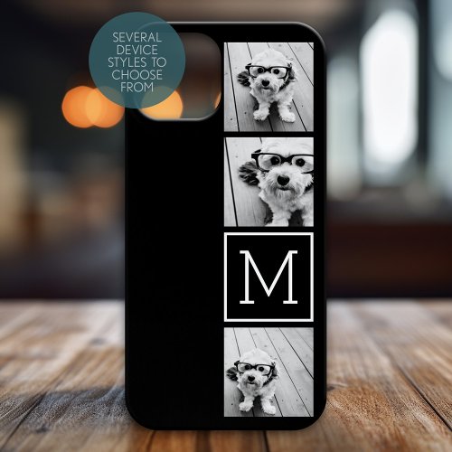 Black and White Trendy Photo Collage with Monogram Case_Mate iPhone 14 Case