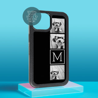 Black and White Trendy Photo Collage with Monogram OtterBox iPhone 14 Plus Case
