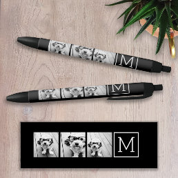 Black and White Trendy Photo Collage with Monogram Pen