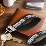 Black and White Trendy Photo Collage with Monogram Wrist Keychain<br><div class="desc">Use 3 square photos to create a unique and personal gift. Or you can keep the hipster puppy and make a trendy keepsake. If you need to adjust the pictures,  click on the customize tool to make changes.</div>