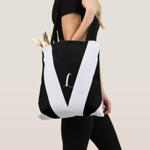Black and White Triangle and Slashes Tote Bag
