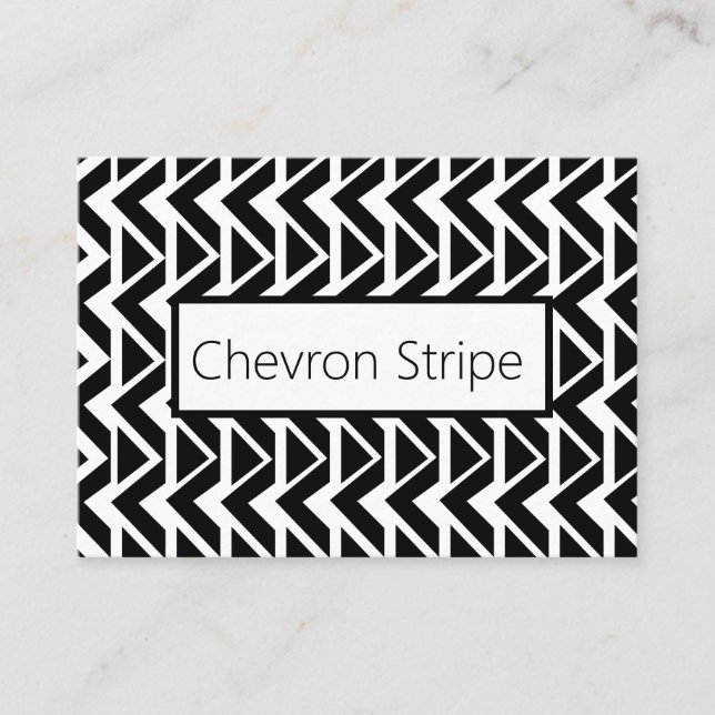Black and White Triangle Chevron Stripe  Business Card (Front)