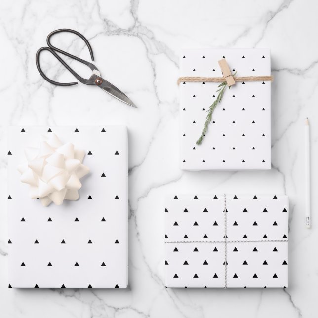 Black And White Triangle Dots  Wrapping Paper Sheets (Front)