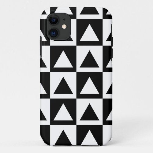 Black and White triangle geometric shape pattern iPhone 11 Case