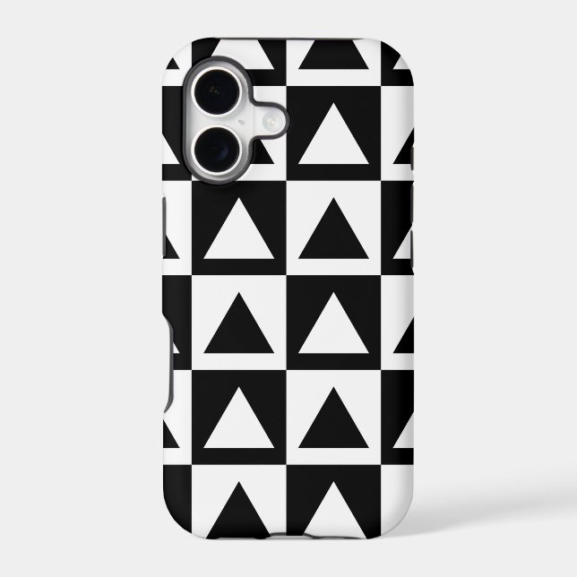 Black and White triangle geometric shape pattern Iphone Case (Back)