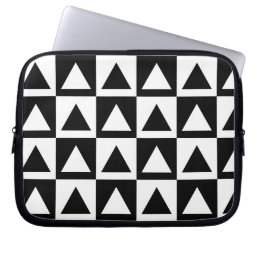 Black and white triangle geometric shape pattern laptop sleeve