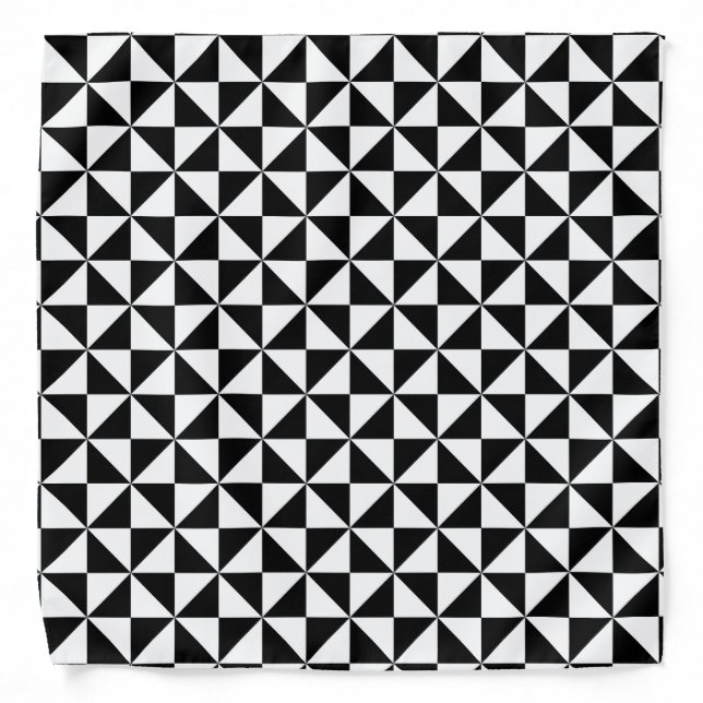 Black And White Triangle Pattern Bandana (Front)