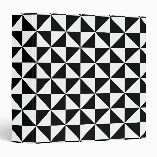 Black And White Triangle Pattern Binder (Front/Spine)