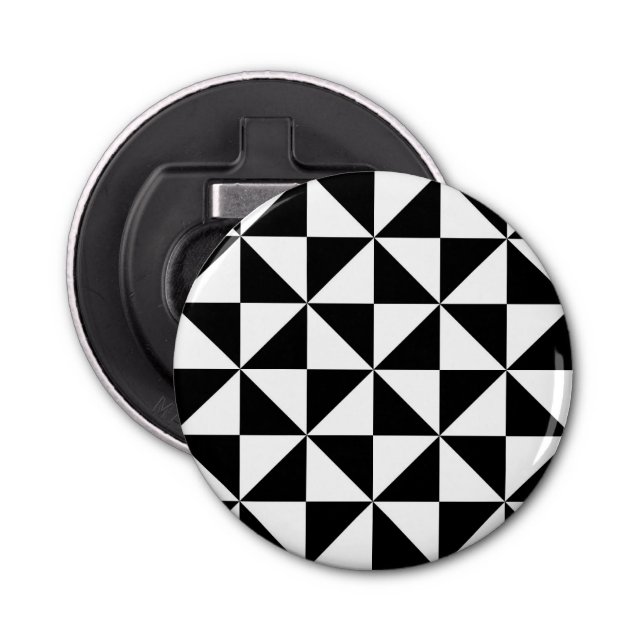 Black And White Triangle Pattern Bottle Opener (Front)