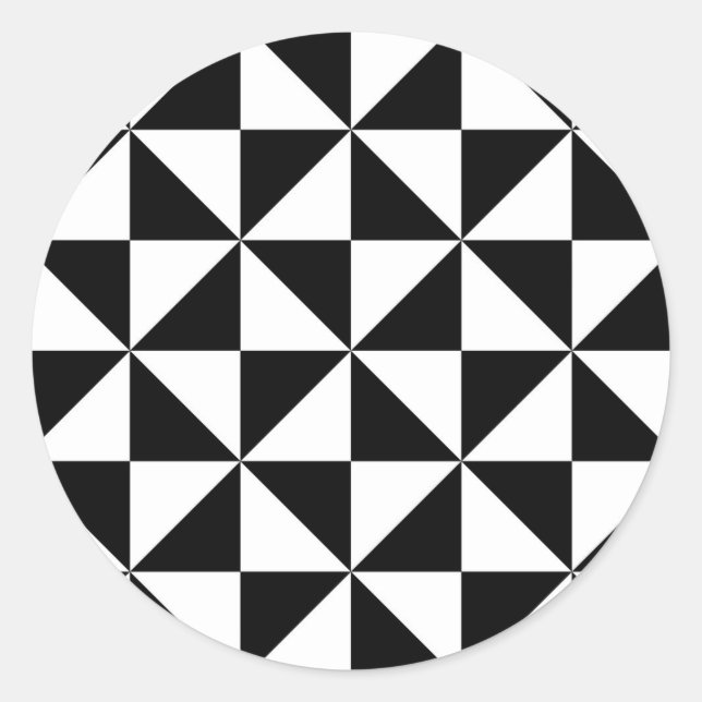 Black And White Triangle Pattern Classic Round Sticker (Front)
