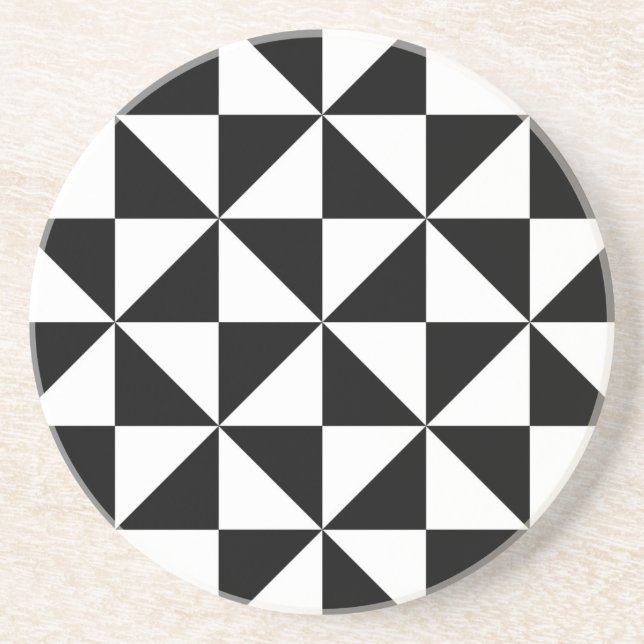 Black And White Triangle Pattern Coaster (Front)