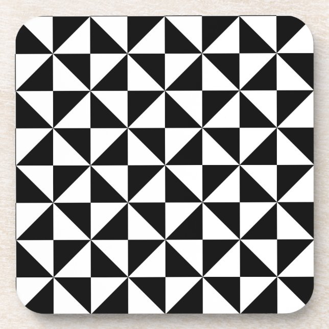 Black And White Triangle Pattern Drink Coaster (Front)