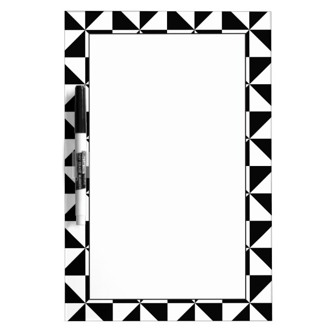 Black And White Triangle Pattern Dry Erase Board (Front)
