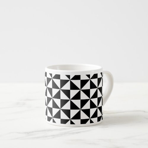 Black And White Triangle Pattern Espresso Cup