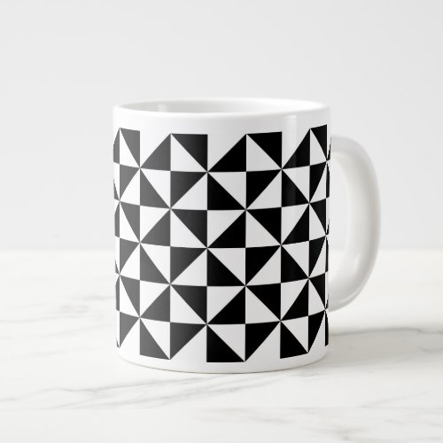 Black And White Triangle Pattern Giant Coffee Mug
