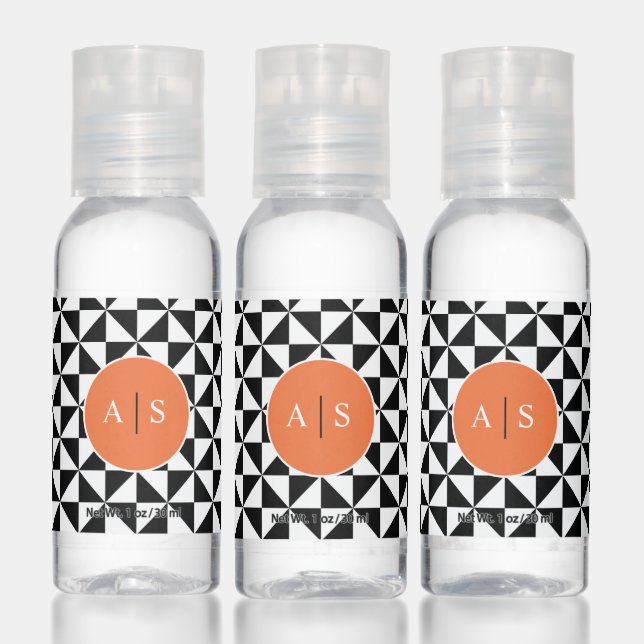 Black And White Triangle Pattern Hand Sanitizer (Set)