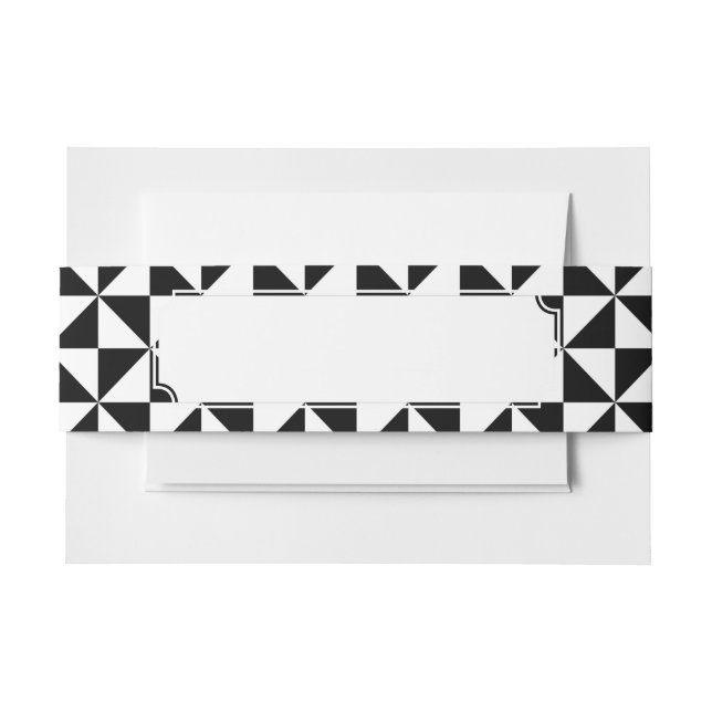 Black And White Triangle Pattern Invitation Belly Band (Front Example)