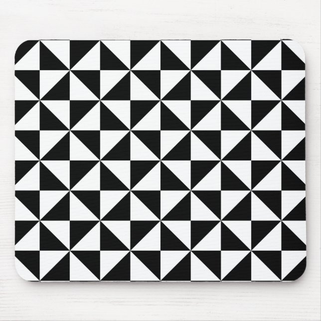 Black And White Triangle Pattern Mouse Pad (Front)