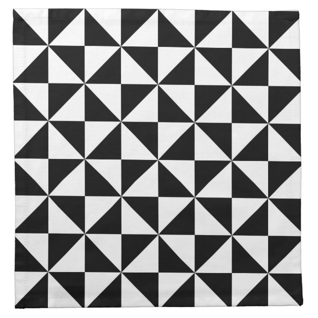 Black And White Triangle Pattern Napkin (Front)