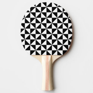 Black And White Triangle Pattern Ping-Pong Paddle