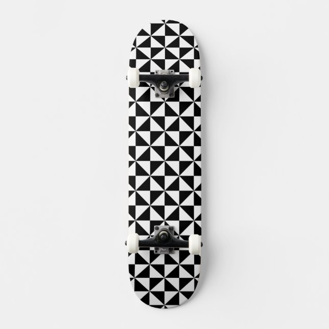 Black And White Triangle Pattern Skateboard Deck (Front)