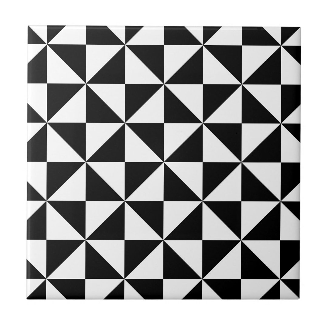 Black And White Triangle Pattern Tile | Zazzle