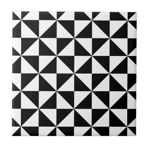 Black And White Triangle Pattern Tile