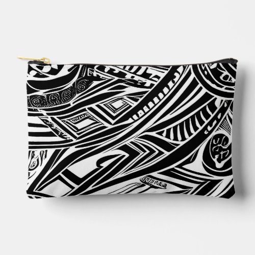 Black And White Tribal Abstract  Accessory Pouch