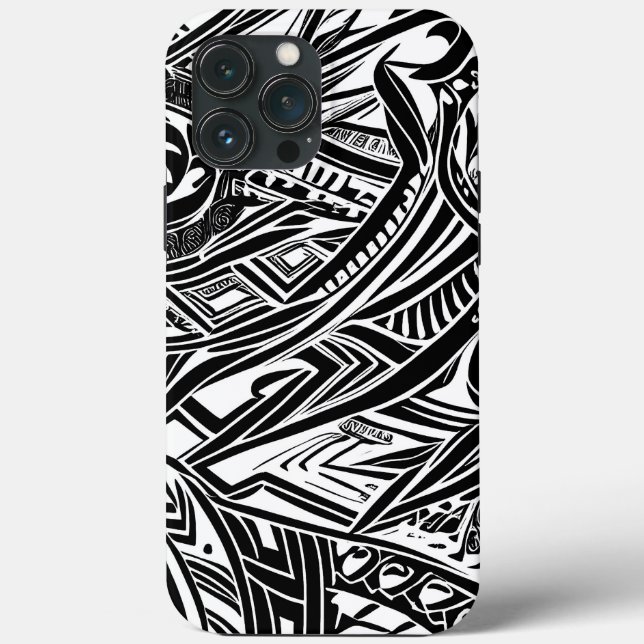Black And White Tribal Abstract Case-Mate iPhone Case (Back)