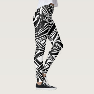 Black And White Tribal Abstract Leggings