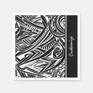 Black And White Tribal Abstract Napkins